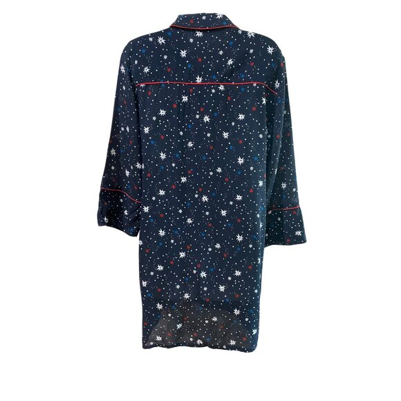 Zara Woman Star Print Long Sleeve Button Down Shirt Dress Night Sky Patriotic - Picture 5 of 8